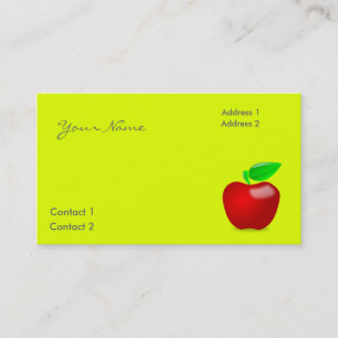Tarjeta De Visita manzana roja en amarillo fluorescente