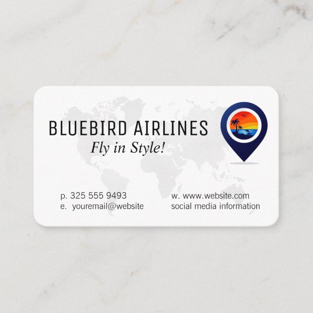 Tarjeta De Visita Map of the World | Tropical Island (Anverso)