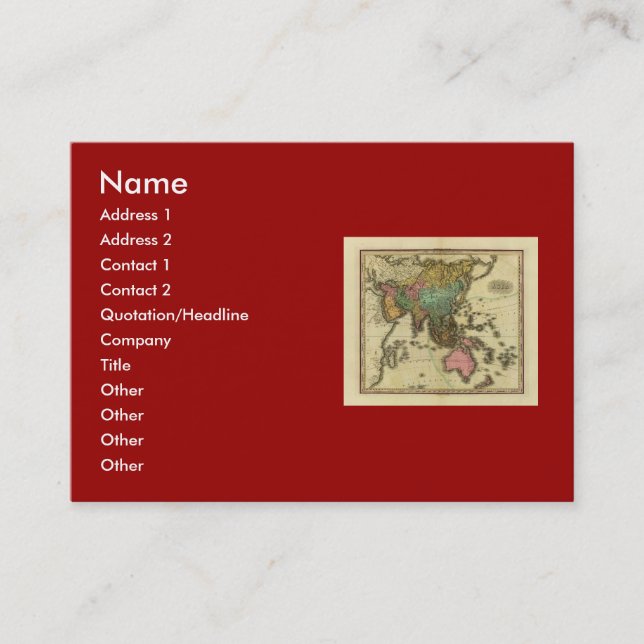 Tarjeta De Visita Mapa 1825 de Asia de Henry Tanner (Anverso)