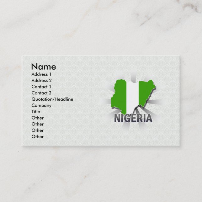 Tarjeta De Visita Mapa 2,0 de la bandera de Nigeria (Anverso)