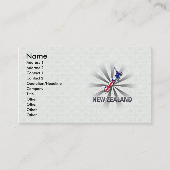Tarjeta De Visita Mapa 2,0 de la bandera de Nueva Zelanda (Anverso)