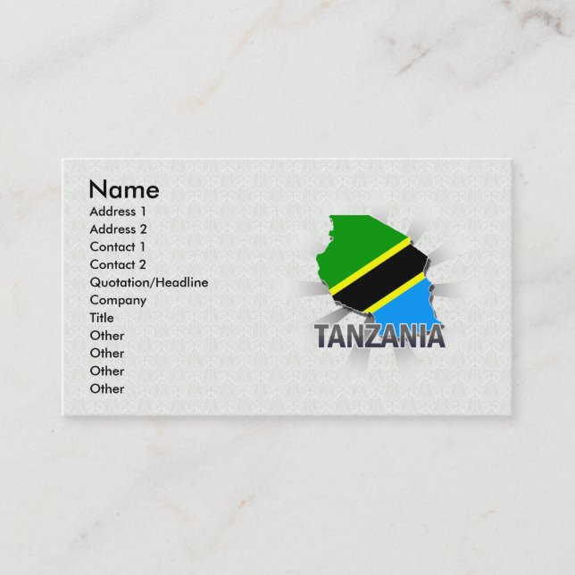 Tarjeta De Visita Mapa 2,0 de la bandera de Tanzania (Anverso)