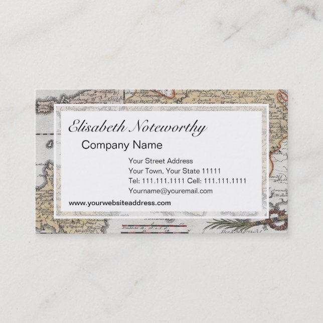 Tarjeta De Visita Mapa antiguo de Inglaterra meridional, Devon, (Anverso)