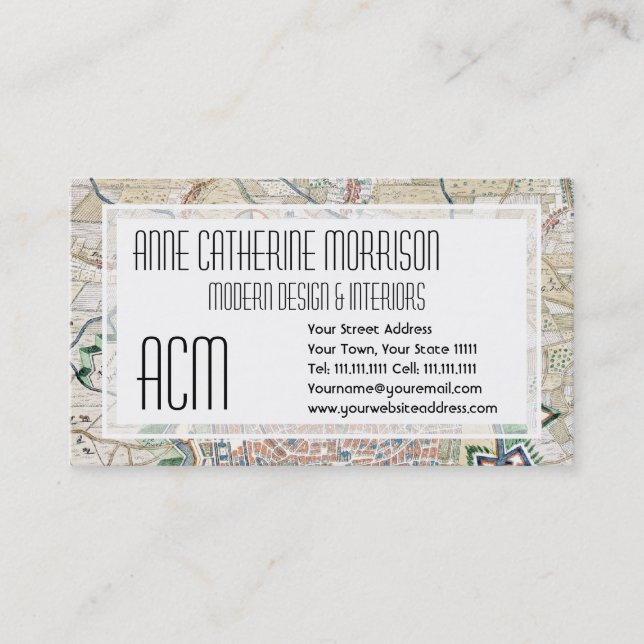 Tarjeta De Visita Mapa antiguo de la cartografía de Amberes (Anverso)