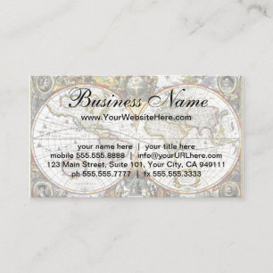 Tarjeta De Visita Mapa Antiguo del Mundo Antiguo por Hendrik Hondius