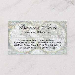 Tarjeta De Visita Mapa Antiguo del Mundo del Siglo XVII, Frederick D