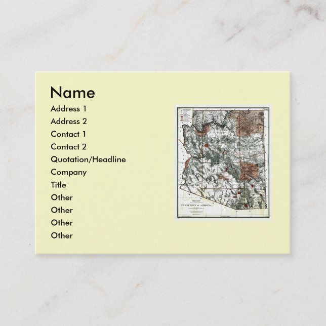 Tarjeta De Visita Mapa de Arizona y bandera estatal (Anverso)
