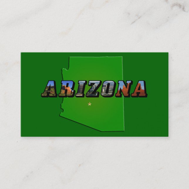 Tarjeta De Visita Mapa de Arizona y texto de imagen (Anverso)