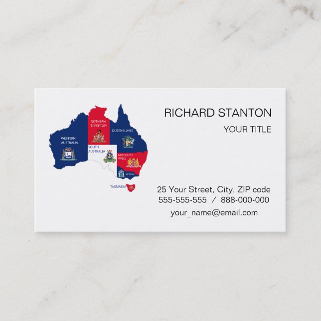 Tarjeta De Visita Mapa de Australia (Anverso)