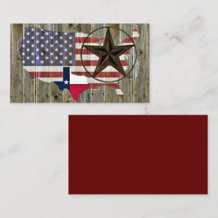 Tarjeta De Visita Mapa de bandera del estado de Texas