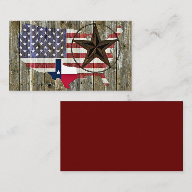 Tarjeta De Visita Mapa de bandera del estado de Texas (Anverso / Reverso)