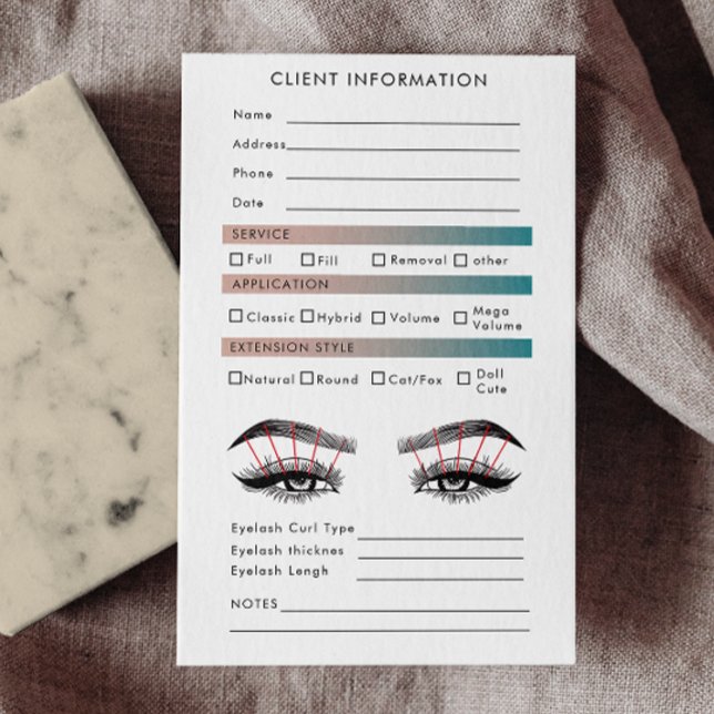 Tarjeta De Visita Mapa de cliente de extensión de degradado holográf (Holographic Gradient Eyelash Extension Client Map Business Card)