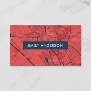 TARJETA DE VISITA MAPA DE ESQUEMA DE LA UNIVERSIDAD URBANA RED NAVY