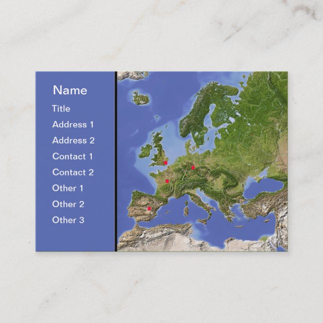 Tarjeta De Visita ¡Mapa de Europa, personalizable! (Anverso)