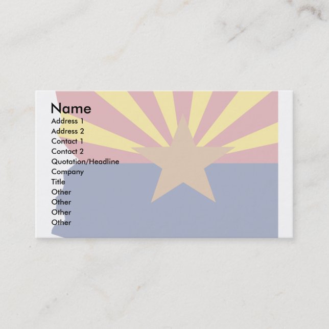 Tarjeta De Visita Mapa de la bandera de Arizona (Anverso)