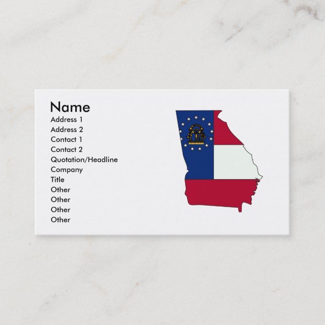 Tarjeta De Visita Mapa de la bandera de Georgia (Anverso)