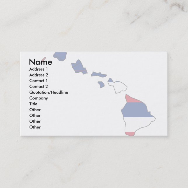 Tarjeta De Visita Mapa de la bandera de Hawaii (Anverso)