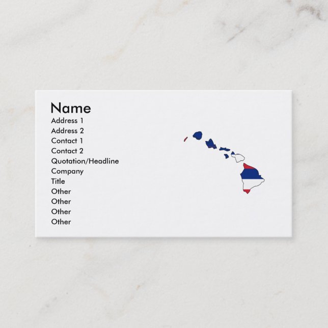 Tarjeta De Visita Mapa de la bandera de Hawaii (Anverso)