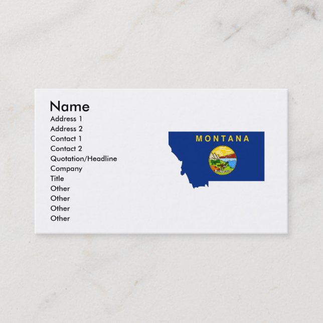 Tarjeta De Visita Mapa de la bandera de Montana (Anverso)
