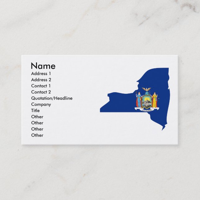 Tarjeta De Visita Mapa de la bandera de Nueva York (Anverso)