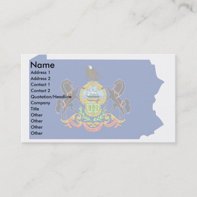 Tarjeta De Visita Mapa de la bandera de Pennsylvania (Anverso)