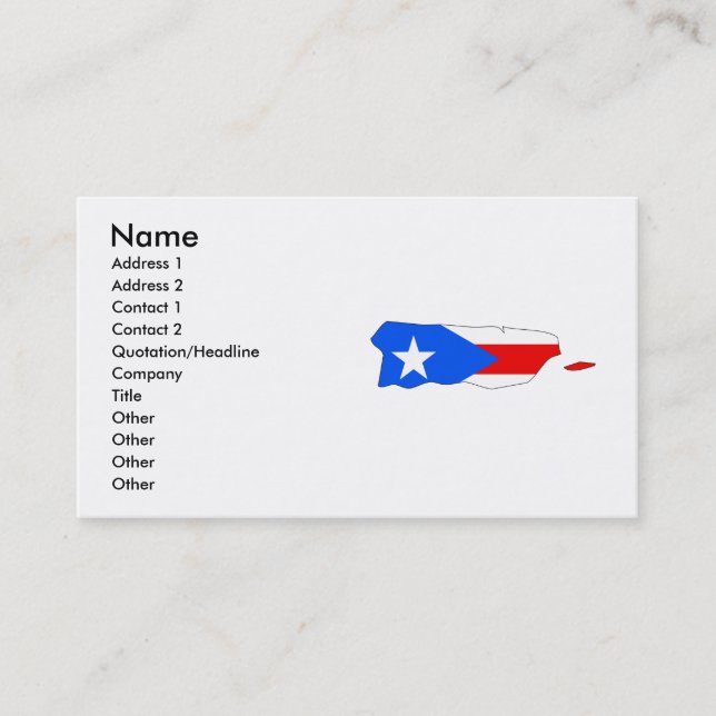 Tarjeta De Visita Mapa de la bandera de Puerto Rico (Anverso)