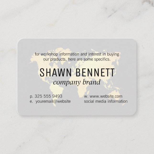 Tarjeta De Visita Mapa de la variación mundial (oro) (Anverso)