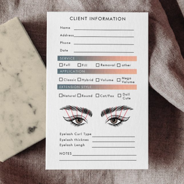 Tarjeta De Visita Mapa de latigazos del cliente de las extensiones d (Trendy Hologram Eyelash Extensions Client Lash Map Business Card)