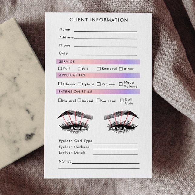 Tarjeta De Visita Mapa de registro de cliente de extensión de eyelas (Hologram Eyelash Extension Client Record Map Business Card)