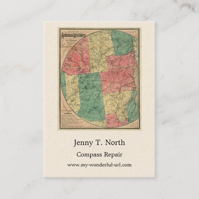 Tarjeta De Visita Mapa de Stoddard del área silvestre Adirondack, 18 (Anverso)