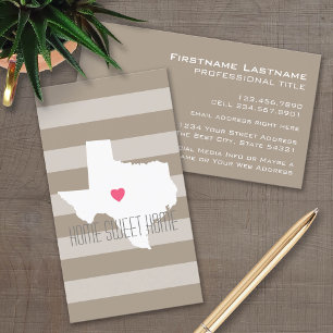 Tarjeta De Visita Mapa de Texas Hogar Estado Amor con Corazón Person