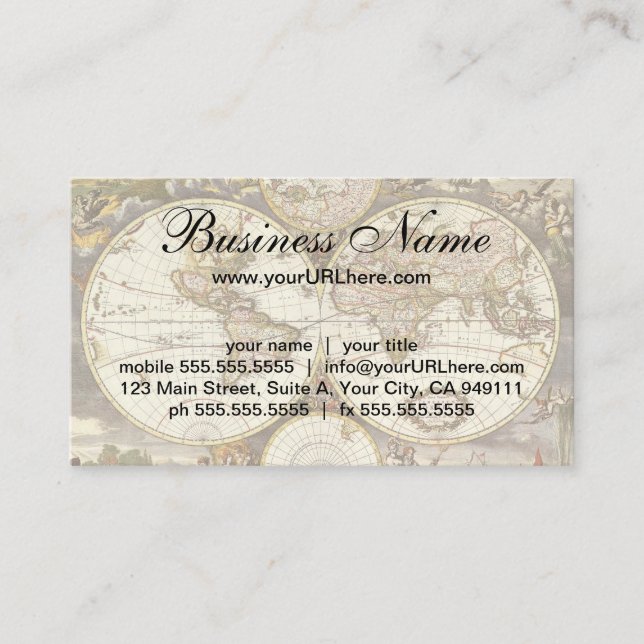 Tarjeta De Visita Mapa del Antiguo Mundo de Frederick de Wit, c. 168 (Anverso)