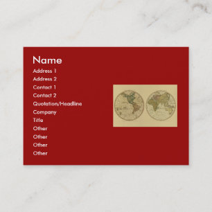 Tarjeta De Visita Mapa del mundo 1786 de la antigüedad de Guillermo