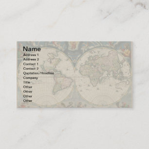 Tarjeta De Visita Mapa del Mundo Antiguo: Arte de Cartografía Histór