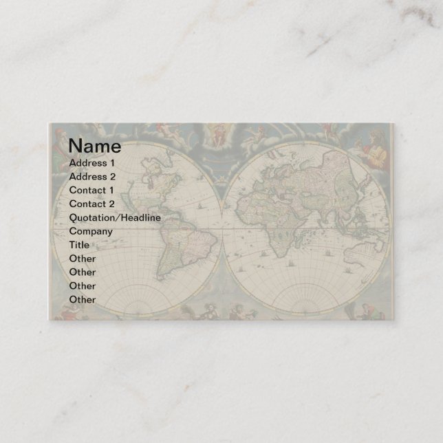 Tarjeta De Visita Mapa del Mundo Antiguo: Arte de Cartografía Histór (Anverso)