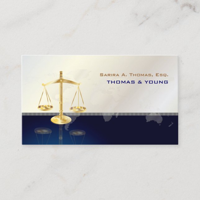 Tarjeta De Visita MAPA DEL MUNDO/ATTORNESÍA DE PixDezines/BLANCO+AZU (Anverso)