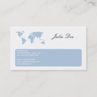 Tarjeta De Visita Mapa del mundo azul