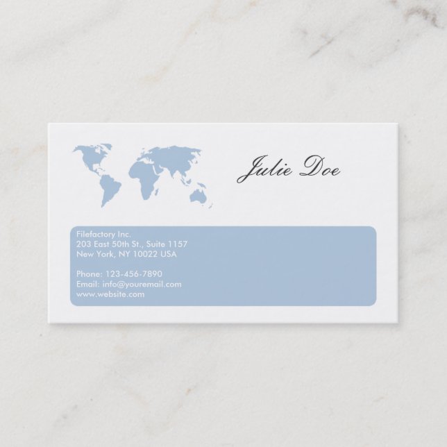 Tarjeta De Visita Mapa del mundo azul (Anverso)