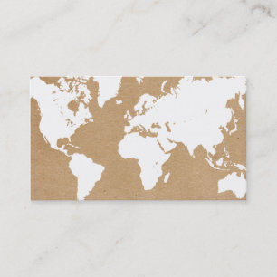 Tarjeta De Visita Mapa del mundo (blanco)   Beige