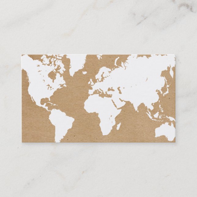 Tarjeta De Visita Mapa del mundo (blanco) | Beige (Anverso)