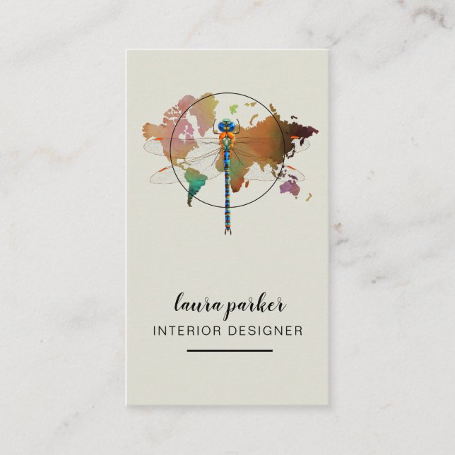 Tarjeta De Visita Mapa del mundo creativo de la naturaleza del (Anverso)