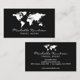 Tarjeta De Visita Mapa del mundo de elegantes agentes de viajes en b