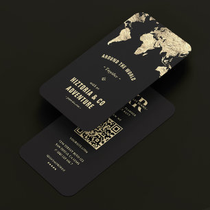 Tarjeta De Visita Mapa del mundo de la aventura de viajes Monograma 