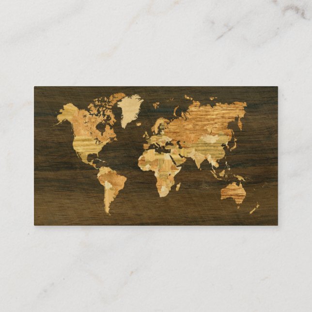 Tarjeta De Visita Mapa del mundo de madera (Reverso)
