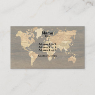 Tarjeta De Visita Mapa del mundo de madera