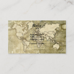 Tarjeta De Visita Mapa del mundo de papel gastado