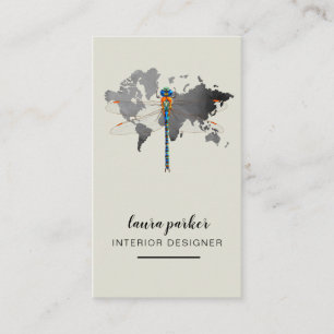 Tarjeta De Visita Mapa del mundo del diseñador creativo Dragonfly