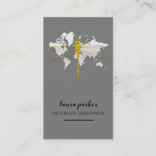 Tarjeta De Visita Mapa del mundo del diseñador creativo Dragonfly