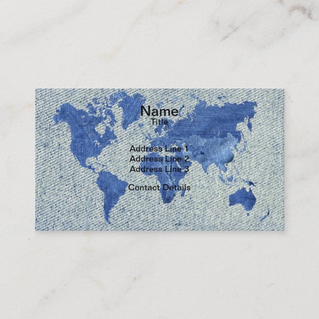 Tarjeta De Visita Mapa del mundo del dril de algodón (Anverso)