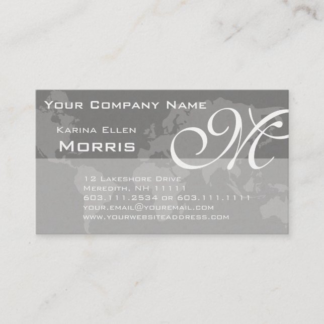 Tarjeta De Visita Mapa del mundo elegante profesional global del (Anverso)